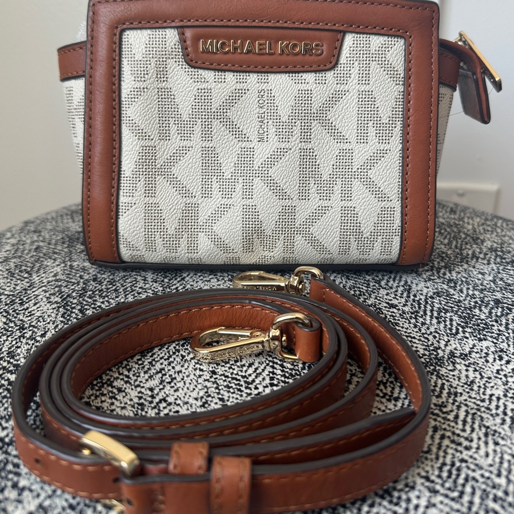 Michael Kors Tan and Cream Crossbody Bag